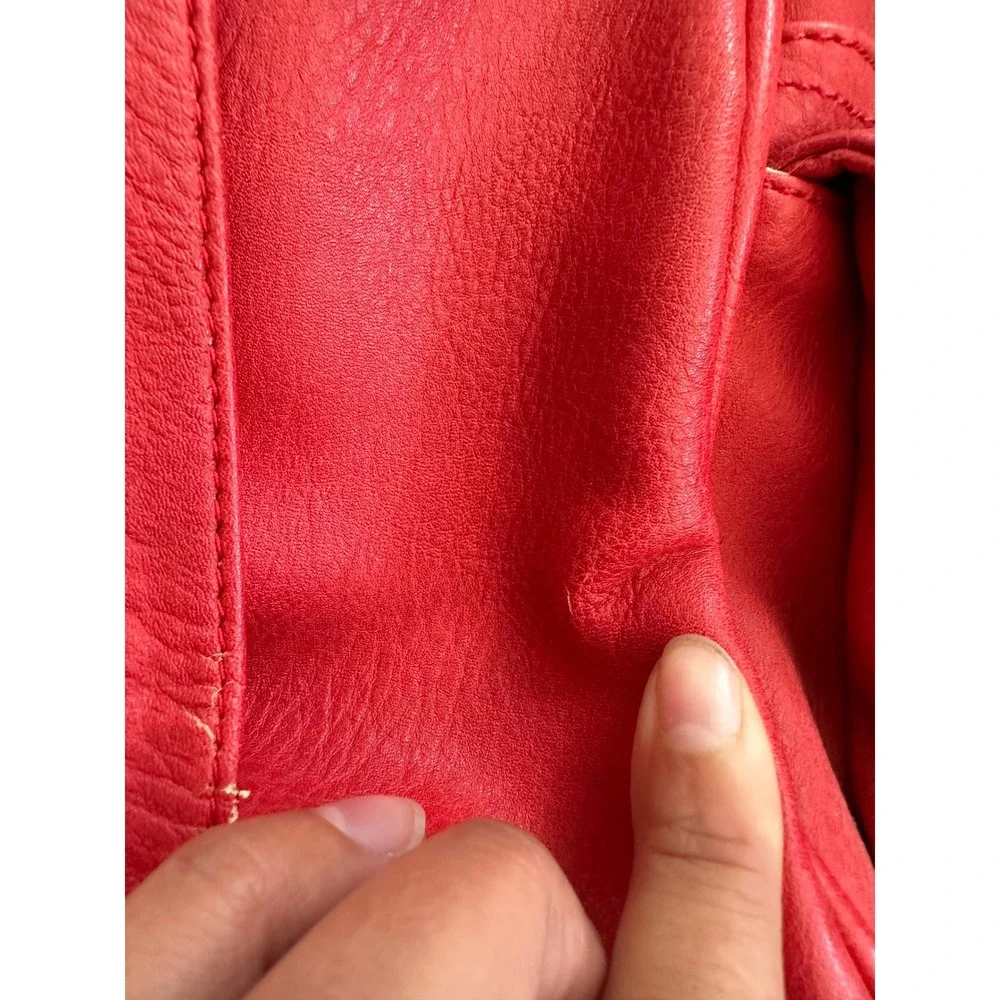 Red‎ Mini Backpack Faux Leather Gold Tone Accents Small Casual Daypack